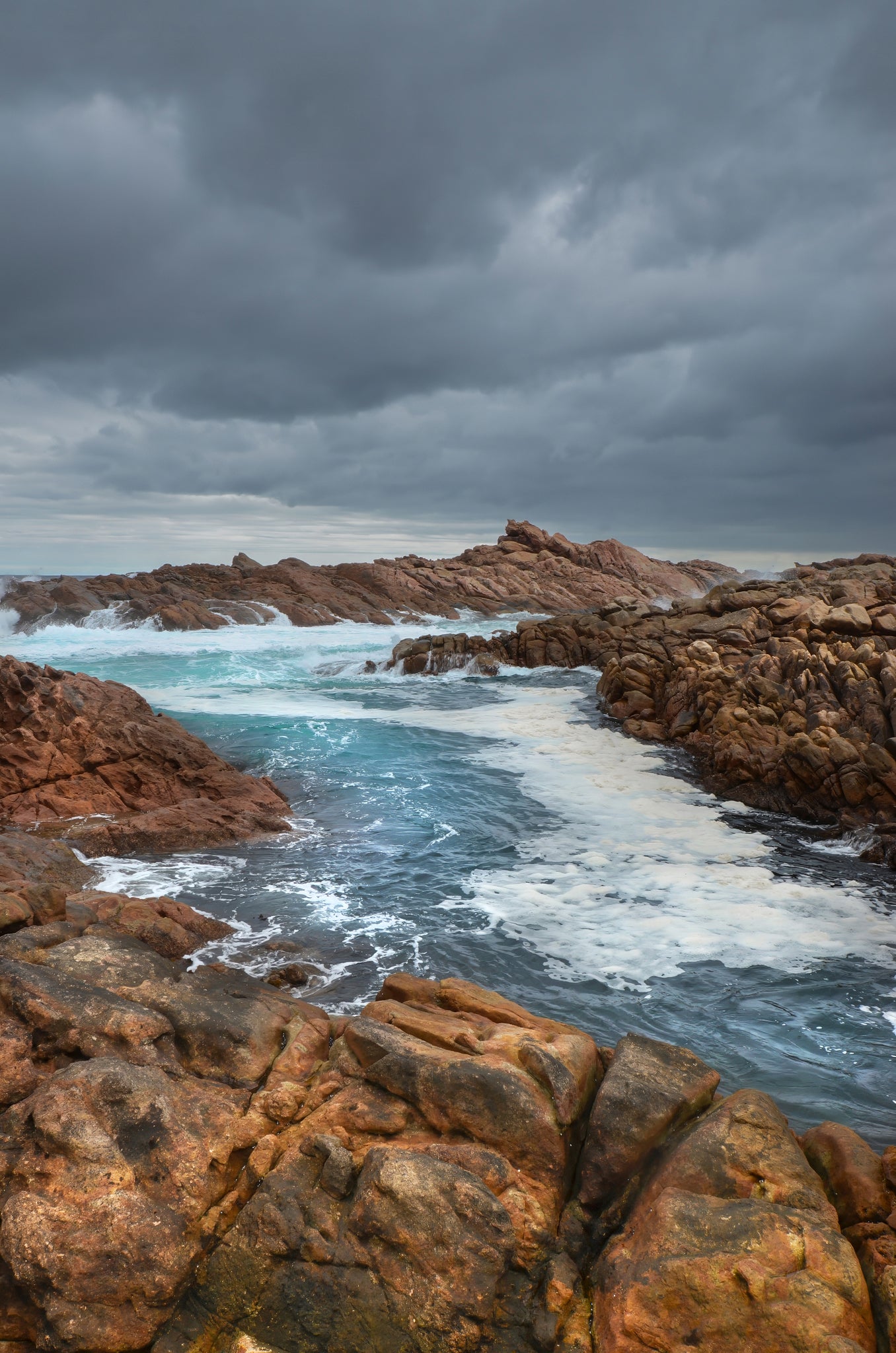 Storm front with dramatic cloud shelf rolling in from the Indian Ocean over Canal Rocks.