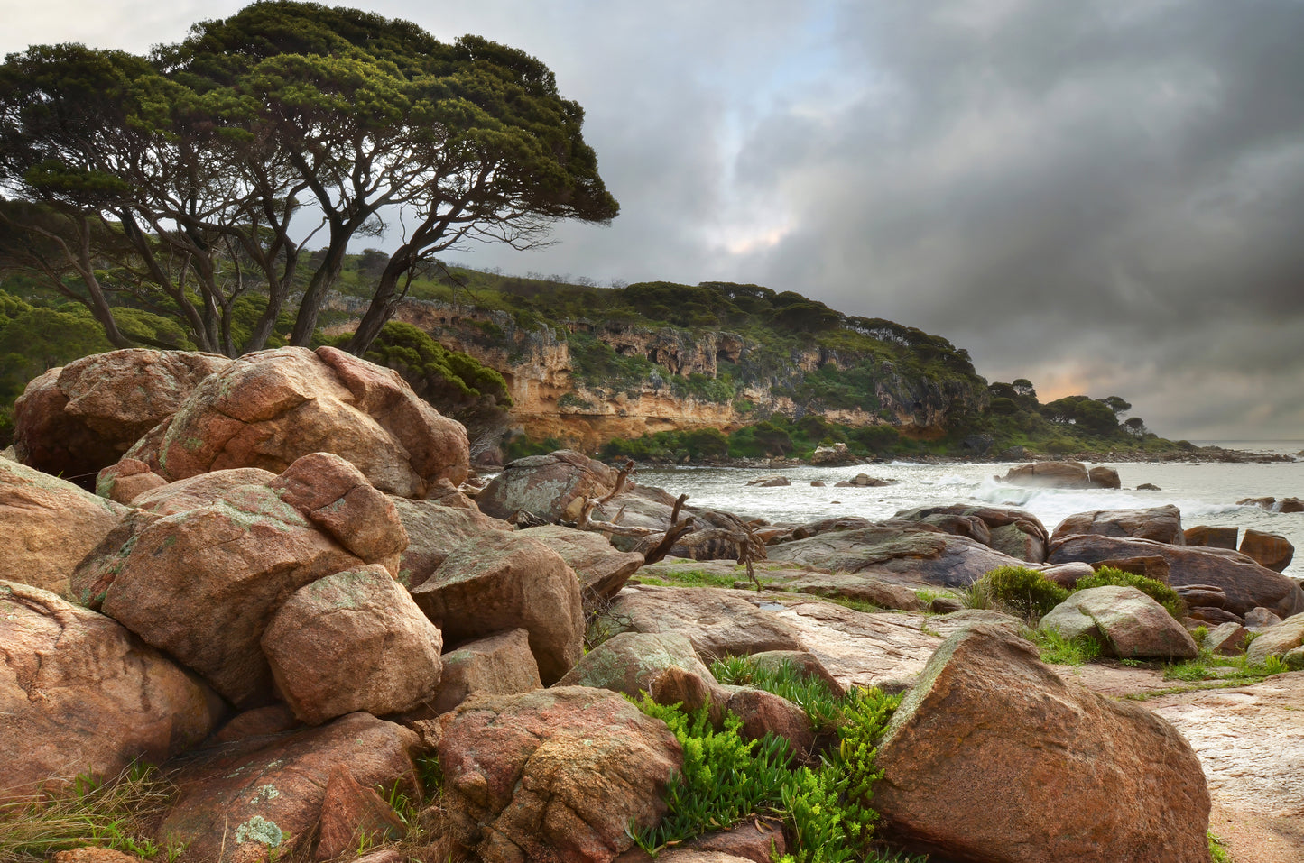 Bunker Bay headland under heavy storm atmosphere.