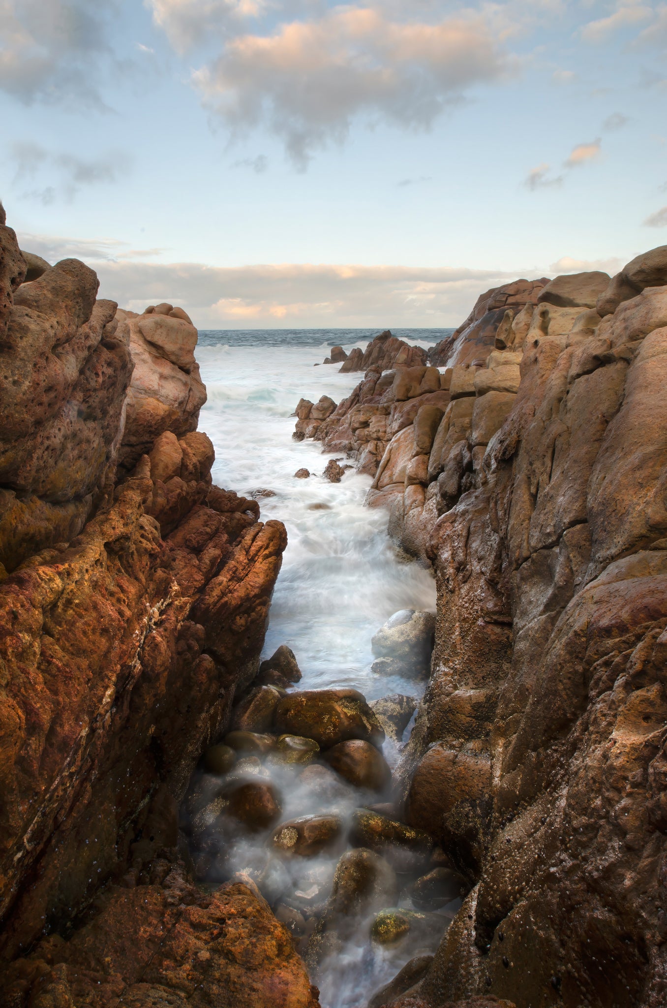 Natural, narrow channel with the Indian Ocean carving its own pathway.