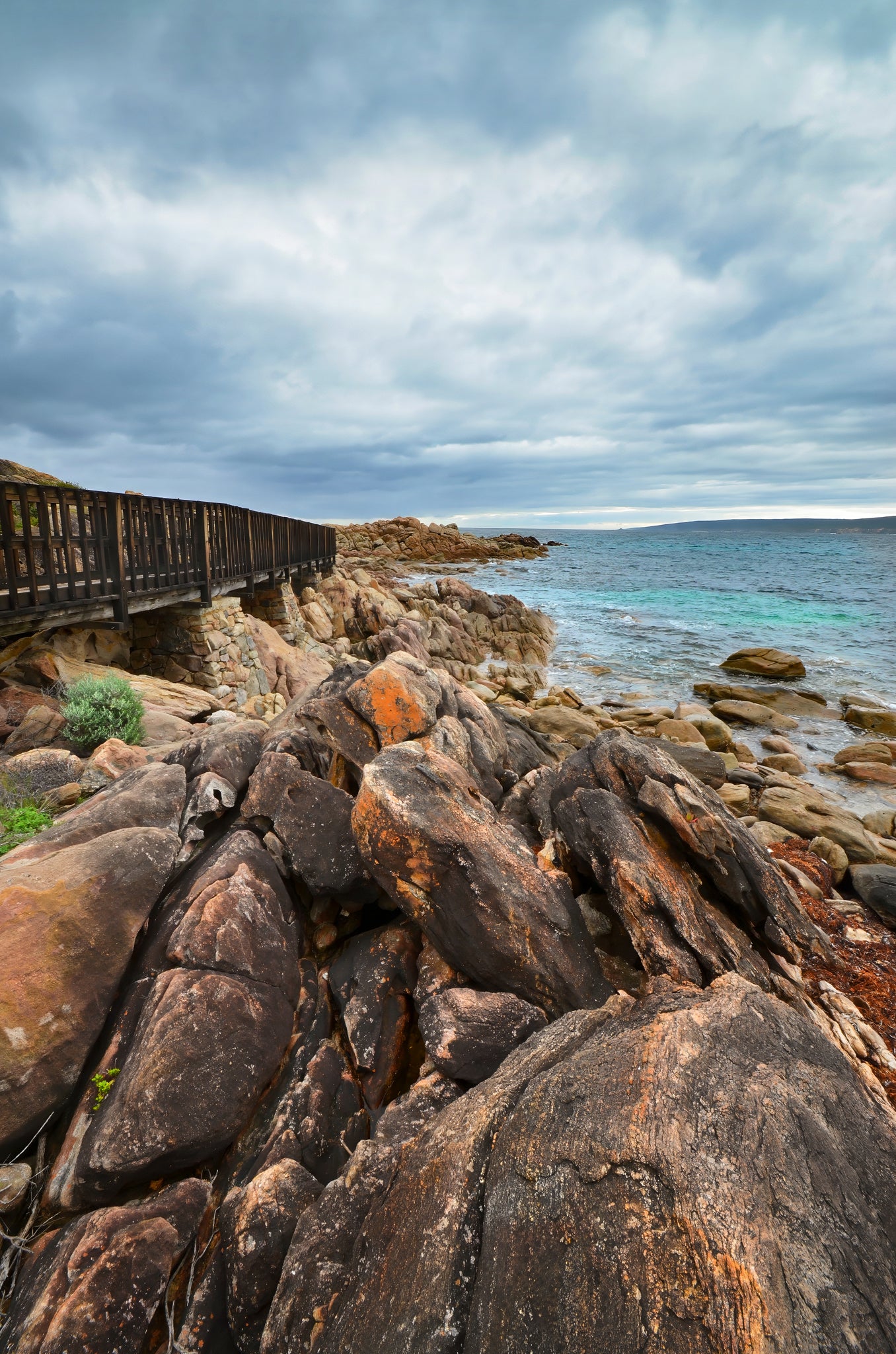 Canal Rocks walkway facing imminent storm conditions with dark clouds looming.