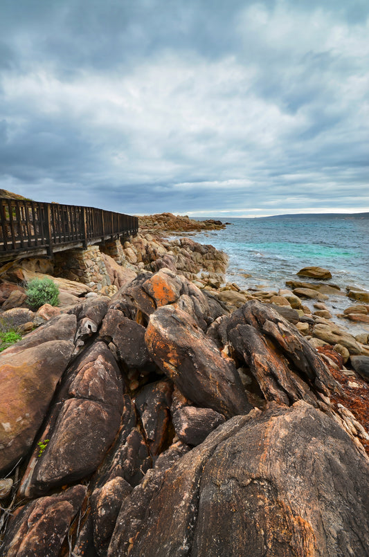 Canal Rocks walkway facing imminent storm conditions with dark clouds looming.