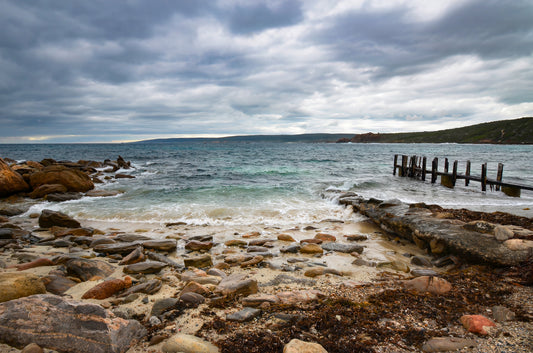 Washed out beach after a passing storm and deluge at Canal Rocks.