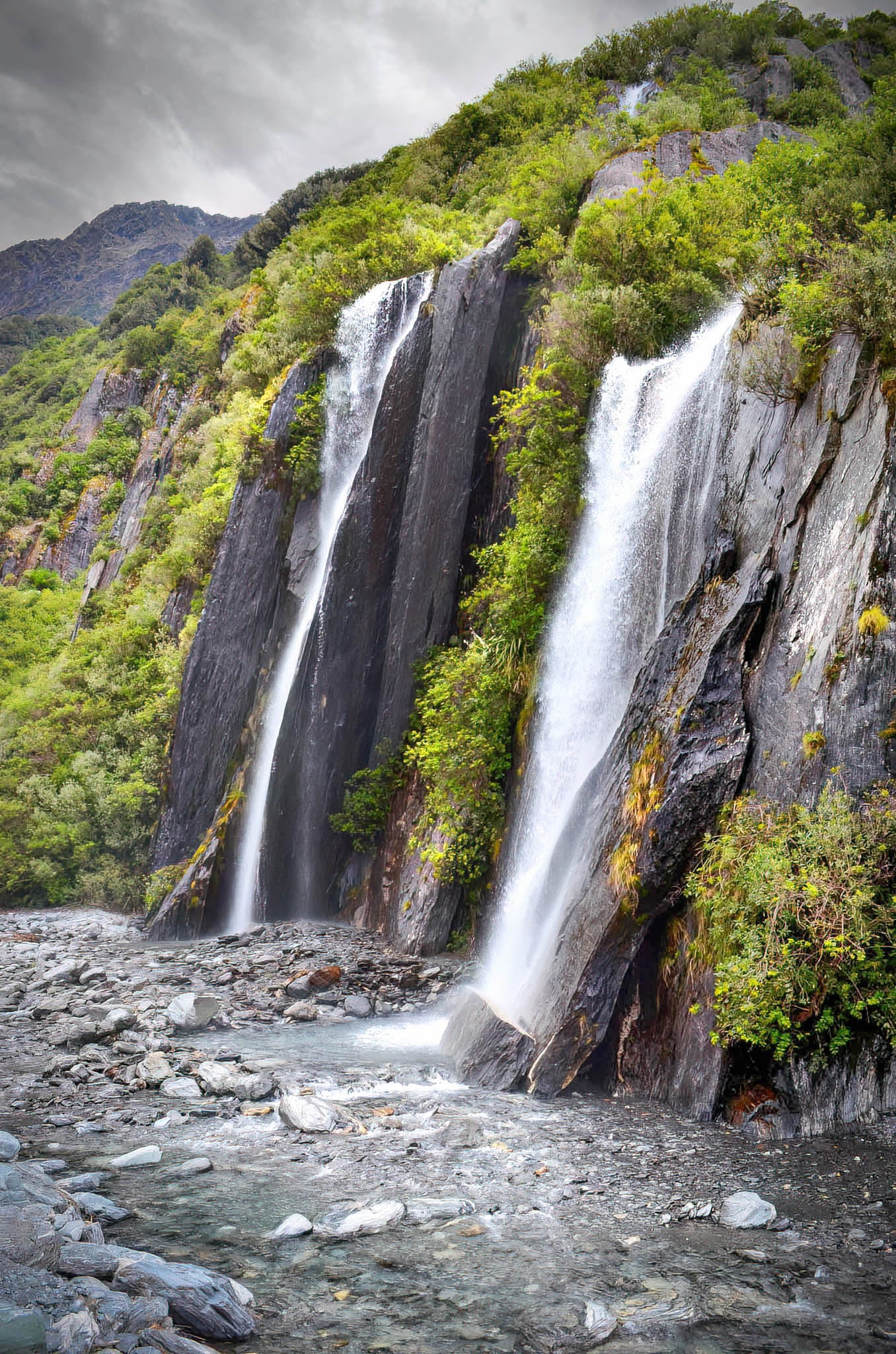 waterfall fox glacier new zealand south island scenic