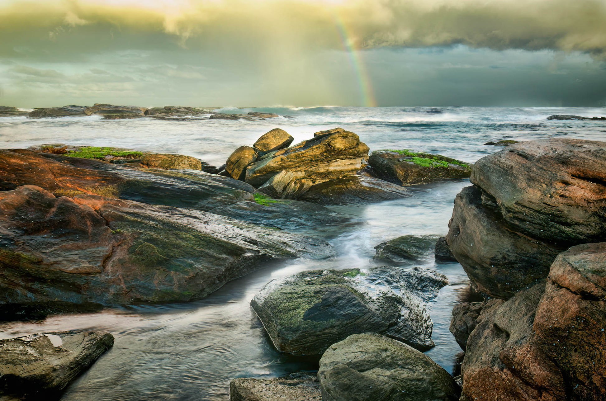 rainbow rocks storm redgate beach southwest