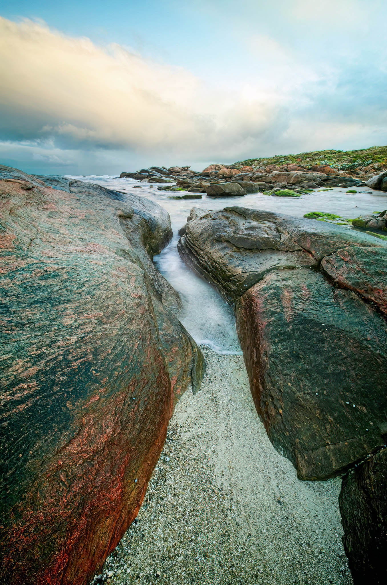 southwest redgate beach dawn rocks channel