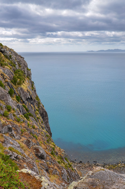 Turquoise waters of Sawyer Bay from on top of The Nut, Stanley, in Tasmania.