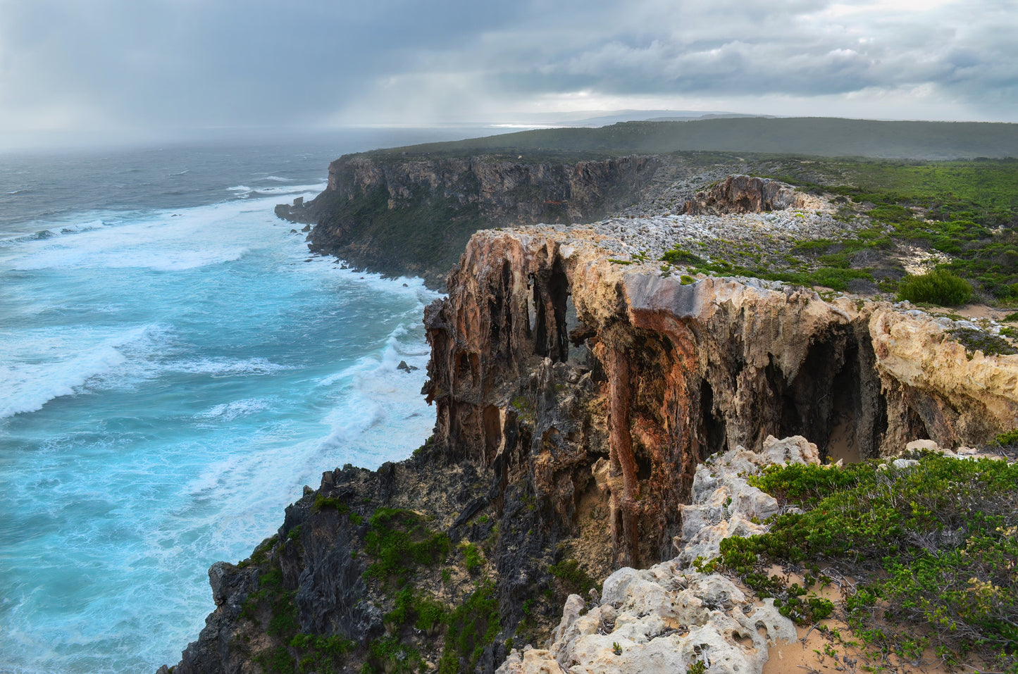 Dramatic limestone cliffs at Windy Harbour overlooking the Southern Ocean.