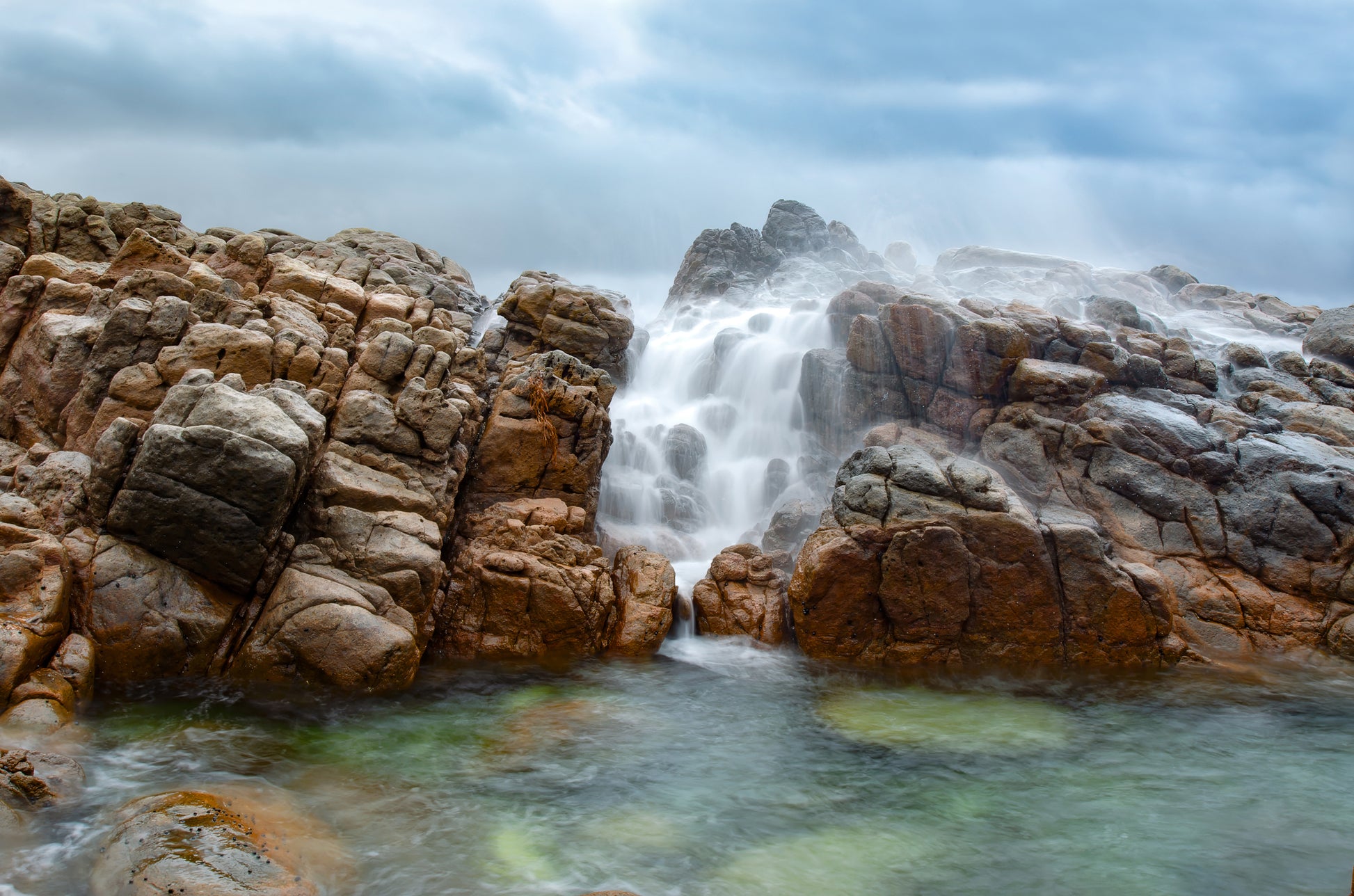 Waterfall effect created naturally by the ocean at Yallingup.